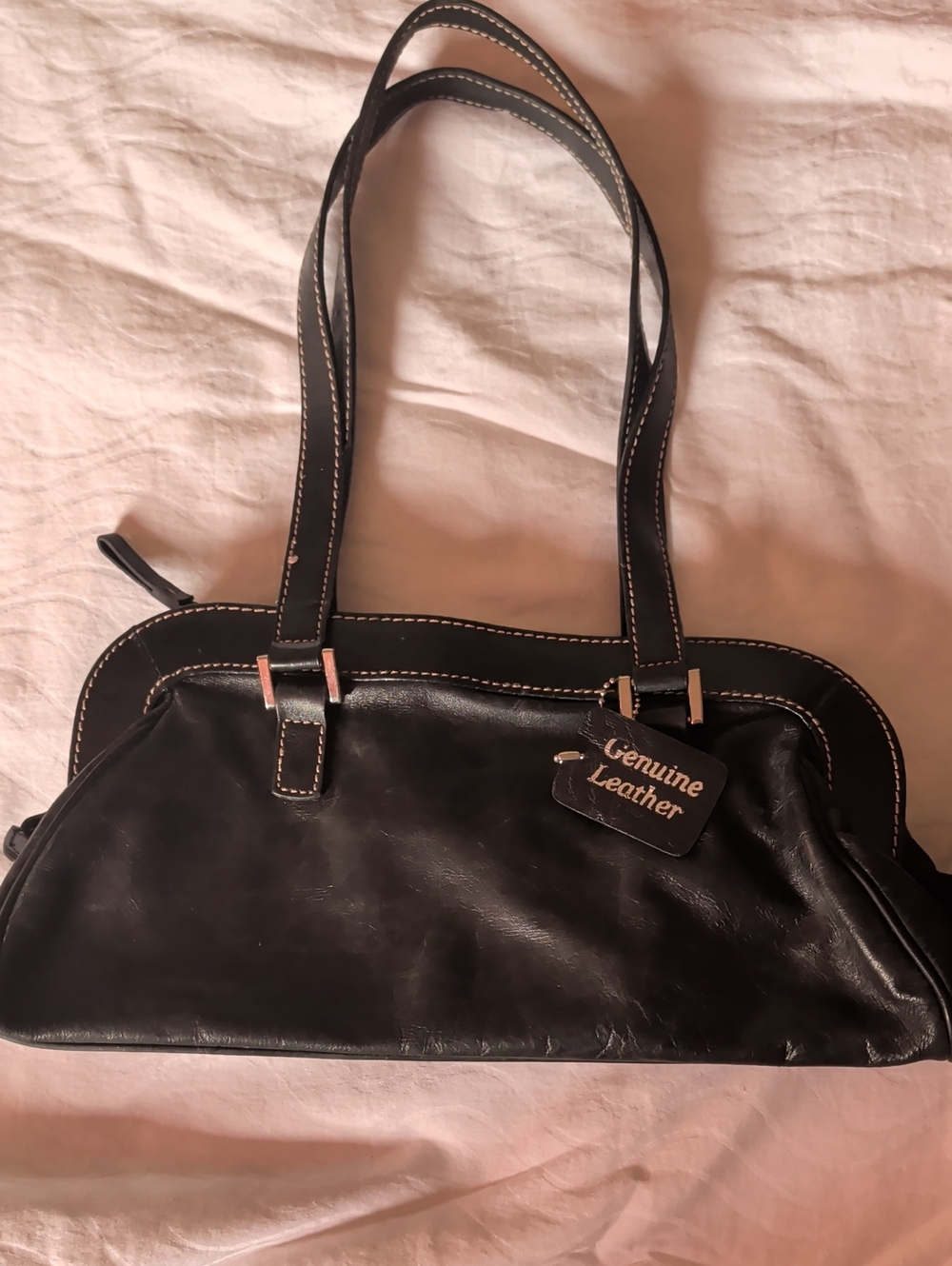 Genuine Leather Black Shoulder Bag